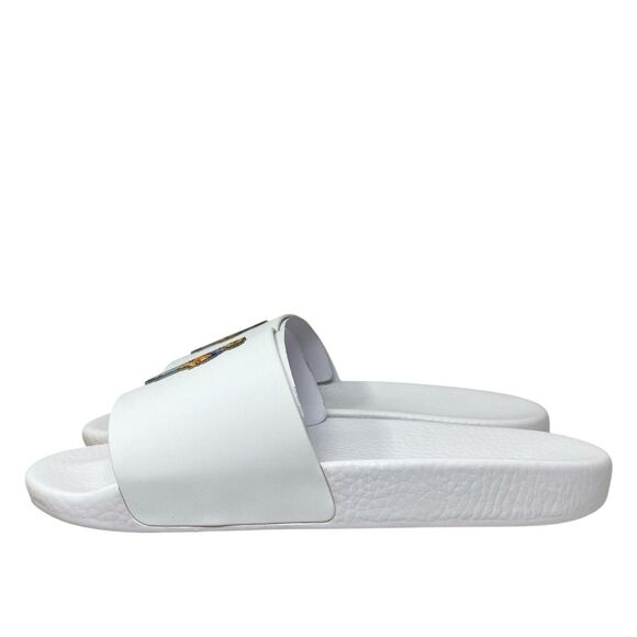 Polo Ralph‎ Lauren Slides Mens 12 White Polo Bear Sandals Preppy Summer Pool main image 11
